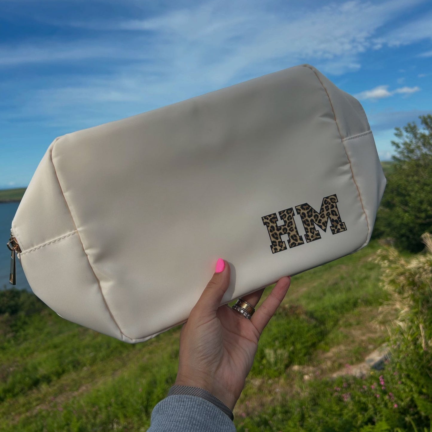 Leopard Print Letter Personalised Bag – Custom Name Travel Pouch