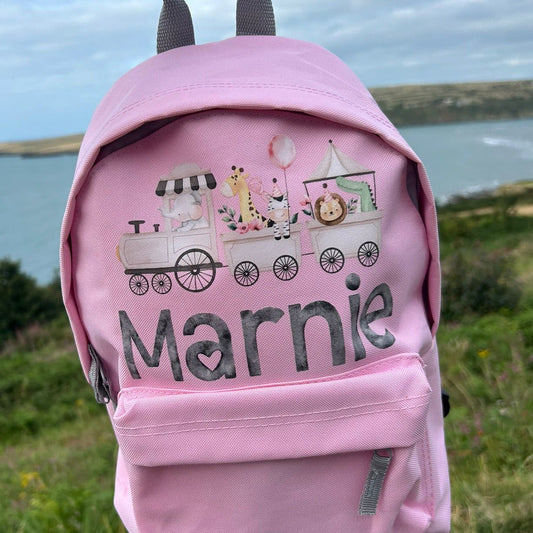 Personalised Kids Backpack – Animal Train Theme