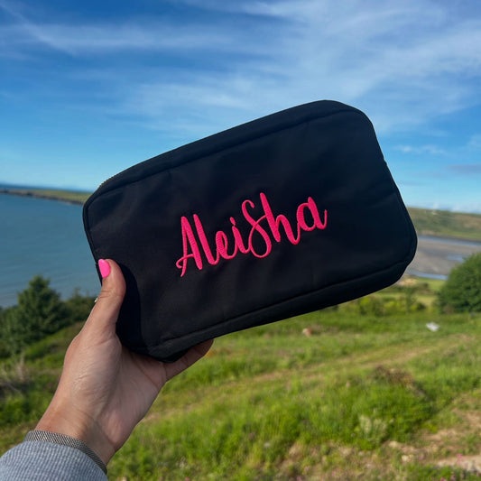 Small Personalised Embroidered Pouch – Custom Name Travel Bag