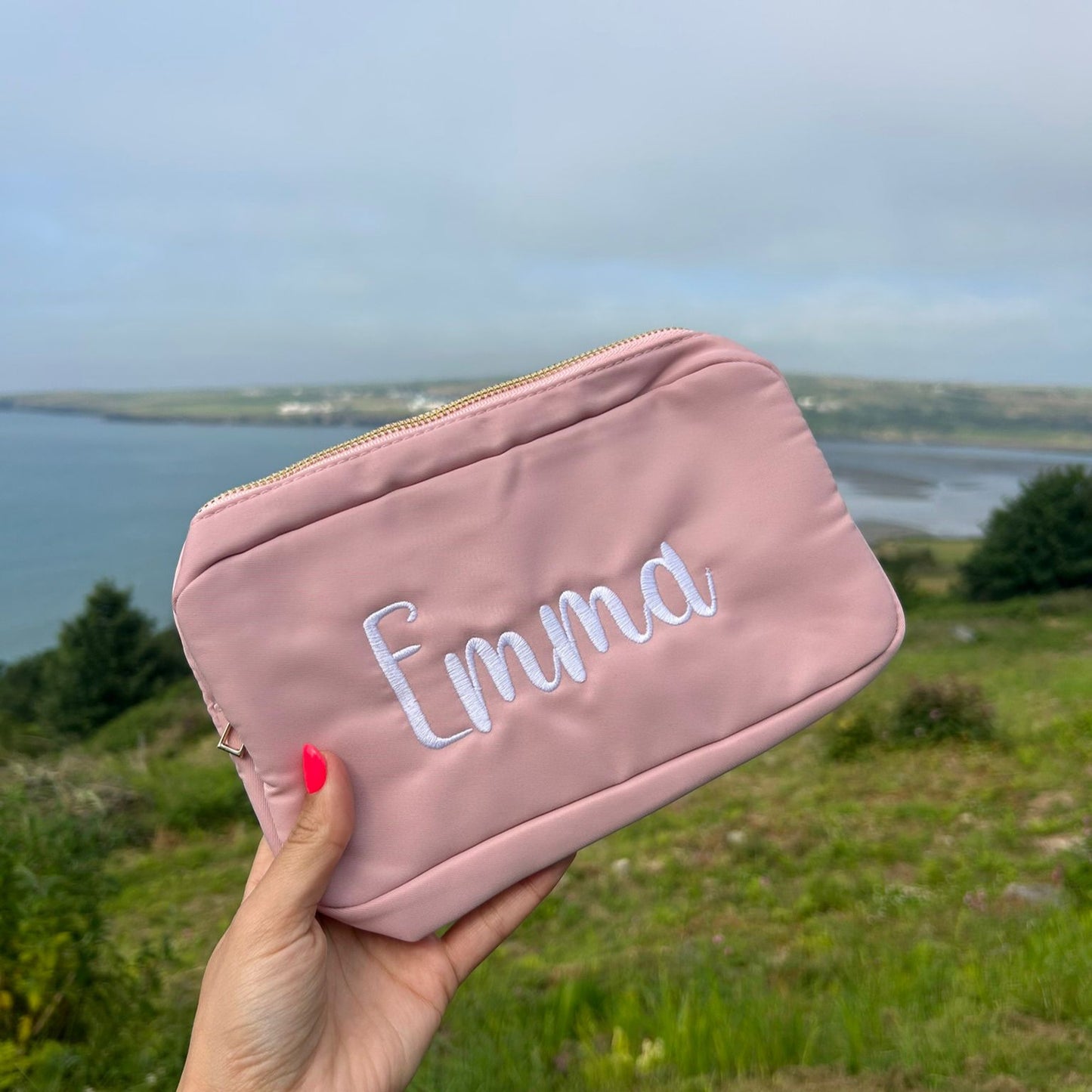 Small Personalised Embroidered Pouch – Custom Name Travel Bag