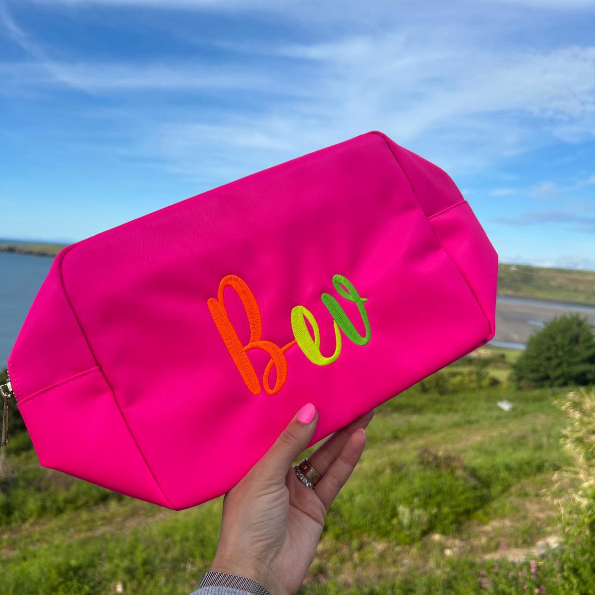Large Personalised Embroidered Pouch – Custom Name Travel Bag