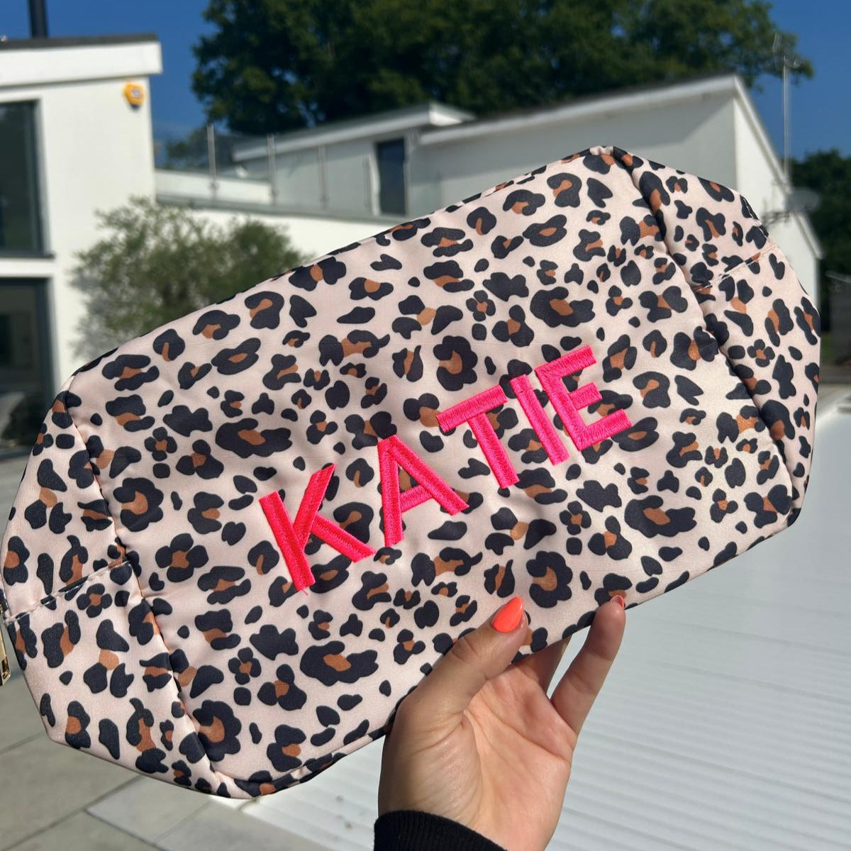 Large Personalised Embroidered Pouch – Custom Name Travel Bag