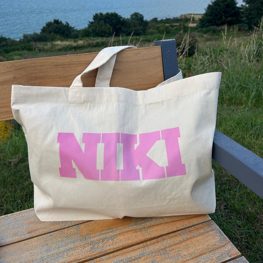 Personalised Jute & Cream Shopper Bag