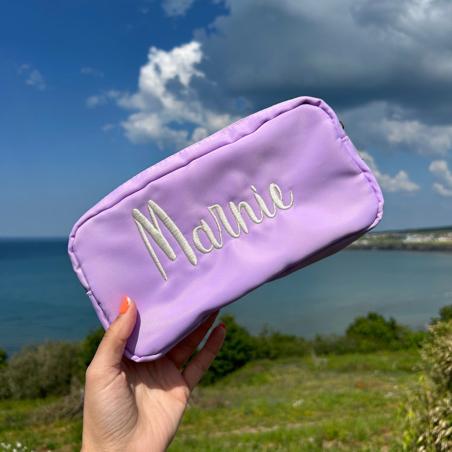 Small Personalised Embroidered Pouch – Custom Name Travel Bag