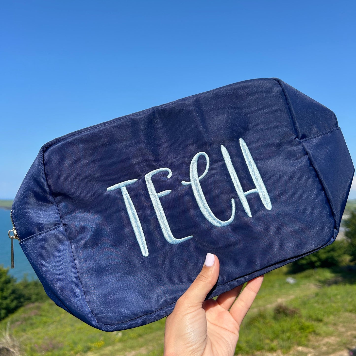 Large Personalised Embroidered Pouch – Custom Name Travel Bag