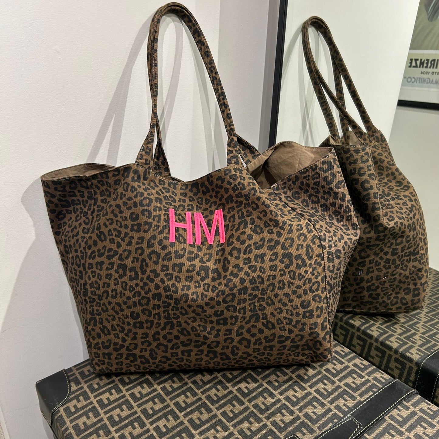 Personalised Leopard Print Tote Bag – Custom Embroidered Name or Initials