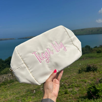 Large Personalised Embroidered Pouch – Custom Name Travel Bag