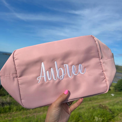 Large Personalised Embroidered Pouch – Custom Name Travel Bag