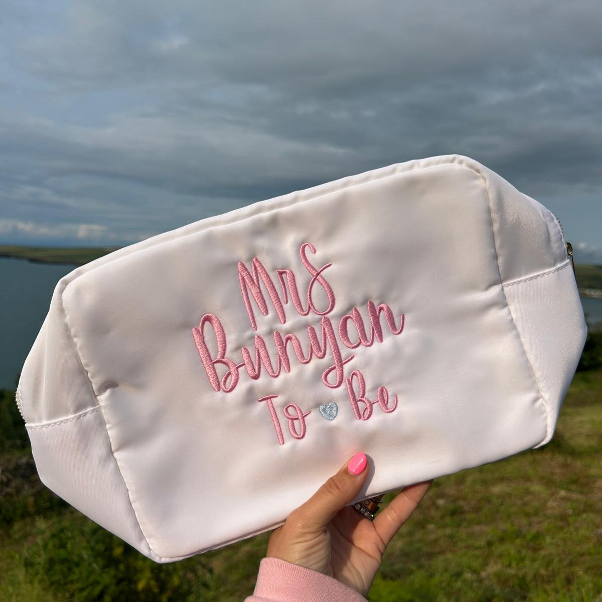 Large Personalised Embroidered Pouch – Custom Name Travel Bag