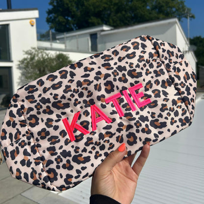 Large Personalised Embroidered Pouch – Custom Name Travel Bag