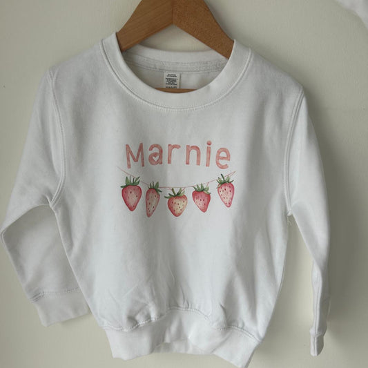 Personalised Strawberry Print Kids Jumper