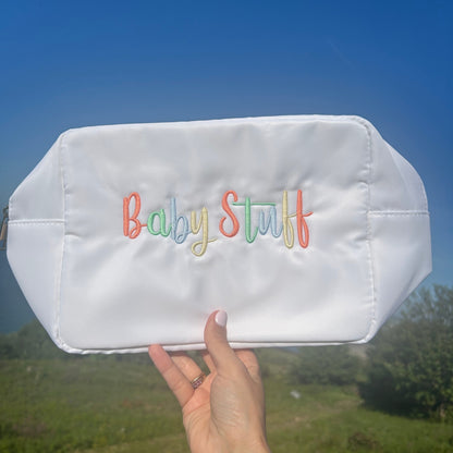 Large Personalised Embroidered Pouch – Custom Name Travel Bag