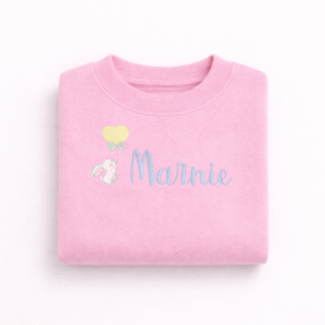 Kids Embroidered Bunny Jumper – Baby Pink