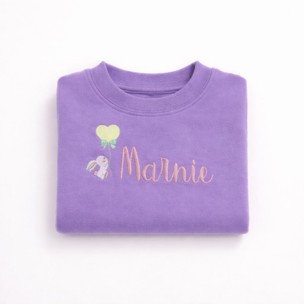 Kids Embroidered Bunny Jumper – Baby Pink