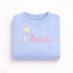 Kids Embroidered Bunny Jumper – Baby Blue