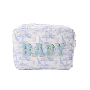 Large Safari Patches Pouch – Baby Blue