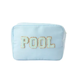 Large Personalised Pouch – Patches – Baby Blue