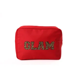 Large Leopard Print Letter Pouch – Red