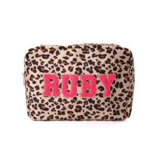 Large Personalised Pouch – Patches – Leopard