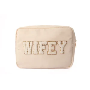 Large Personalised Pouch – Patches – Cream