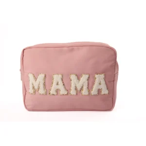 Large Personalised Pouch – Patches – Dark pink