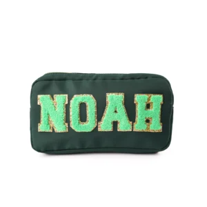 Small Personalised Pouch – Patches – Dark Green
