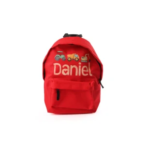 Personalised Kids Backpack – Diggers & Trucks Theme