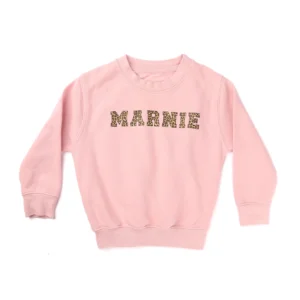 Kids Leopard Print Letter Jumper